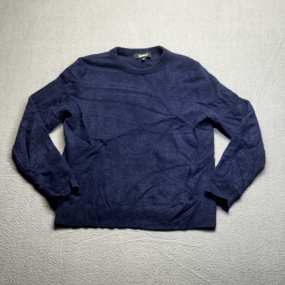 Quince Mongolian Cashmere Crewneck Sweater Mens Medium M Navy Blue Soft Knit